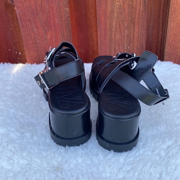 Zara Women Platform Track Sole Sandals Buckles Size 40 - Picture 6 of 12